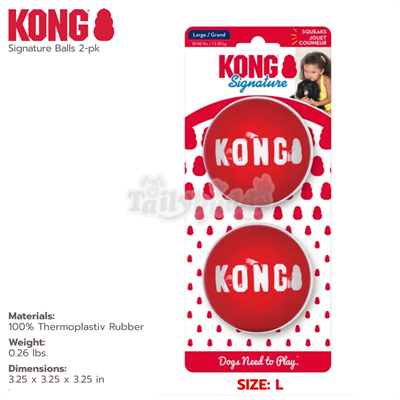KONG ของเล่นสุนัข Signature Ball ลูกบอลยางสีแดง มีเสียงปี๊บๆ (Large)